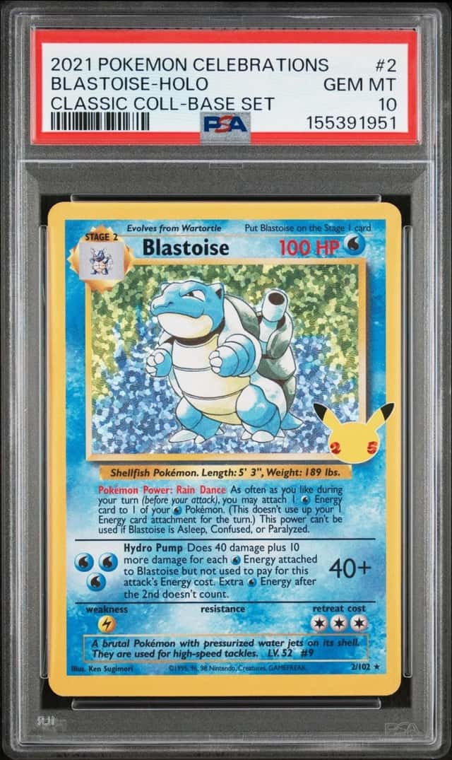 2021 POKEMON CELEBRATIONS CLASSIC COLLECTION #2 BLASTOISE-HOLO PSA 10