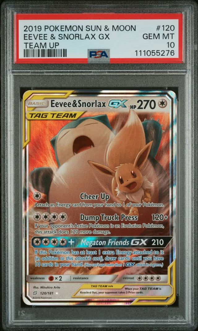 2019 Pokemon Sun & Moon Team Up Eevee Snorlax Holo #120/181 PSA 10 GEM MINT