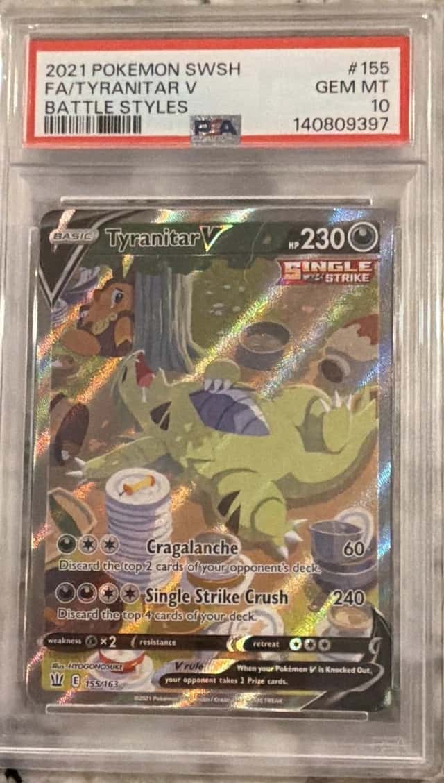 Pokémon TCG Tyranitar V 155/163 Battle Styles Alternate FA Holo PSA 10 2021