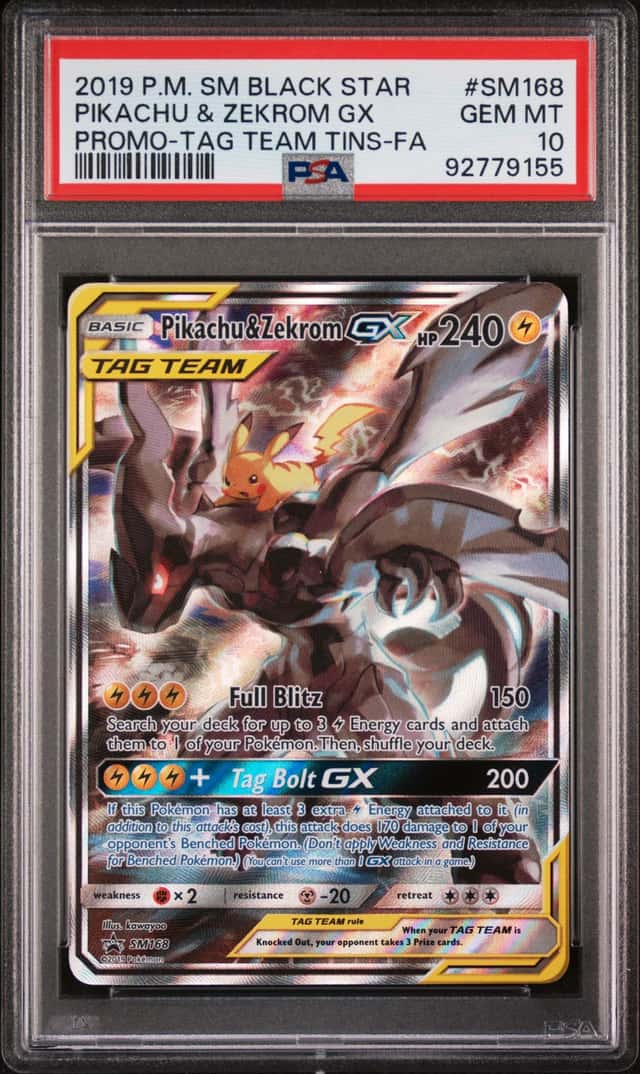 2019 Pokemon SM Black Star Promos Pikachu & Zekrom Tag Team #SM168 PSA 10