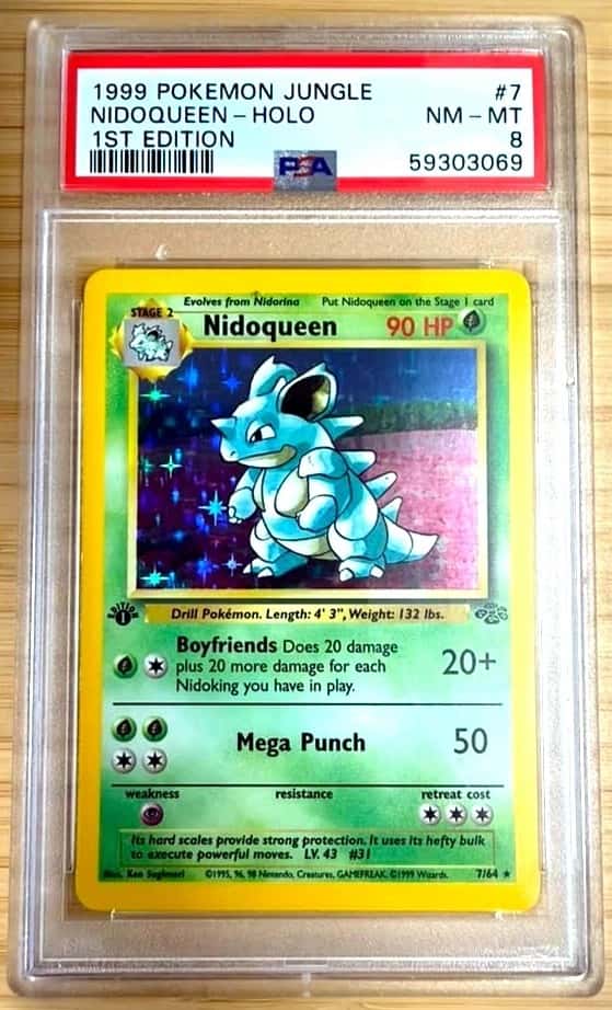 1999 POKEMON JUNGLE 1ST EDITION #7 NIDOQUEEN-HOLO PSA 8