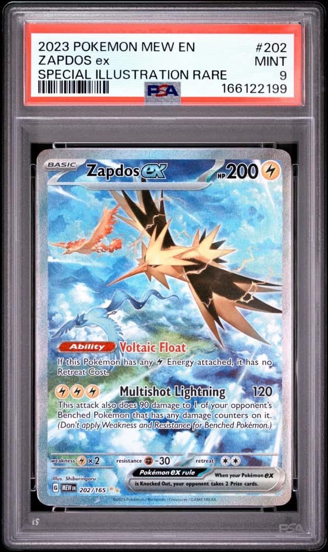 2023 POKEMON MEW EN-151 SPECIAL ILLUSTRATION RARE #202 ZAPDOS EX PSA 9