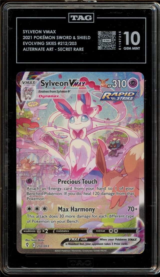 Pokemon Sylveon VMAX Evolving Skies Secret Rare Full Alt Art 212 TAG 10 Gem Mint