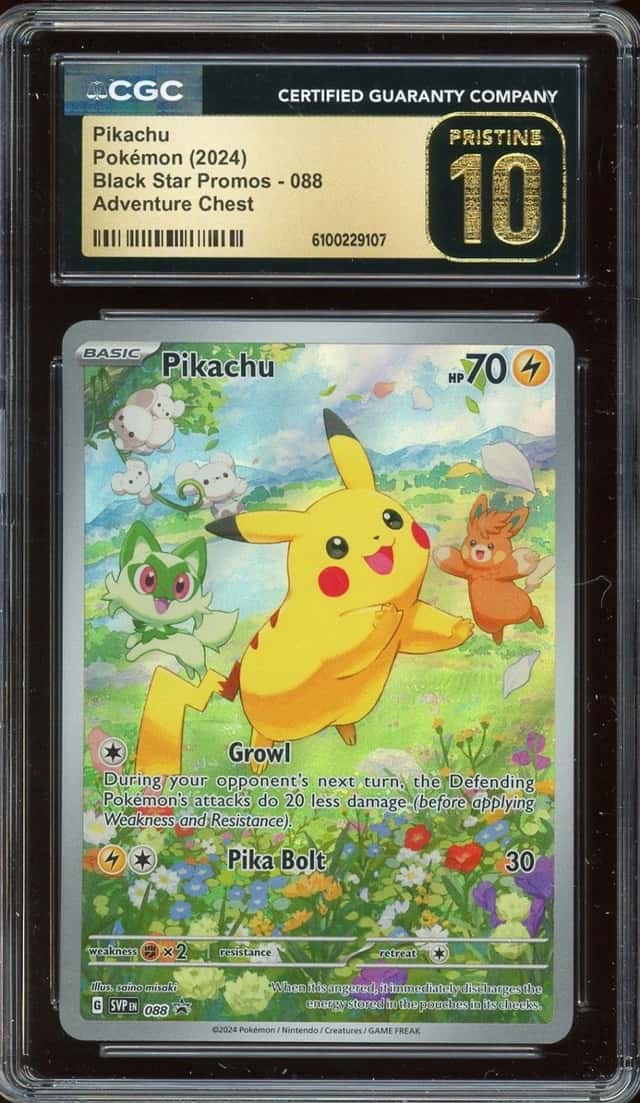 2024 Pokemon TCG Paldea Adventure Chest #088 Pikachu Promo CGC 10 PRISTINE