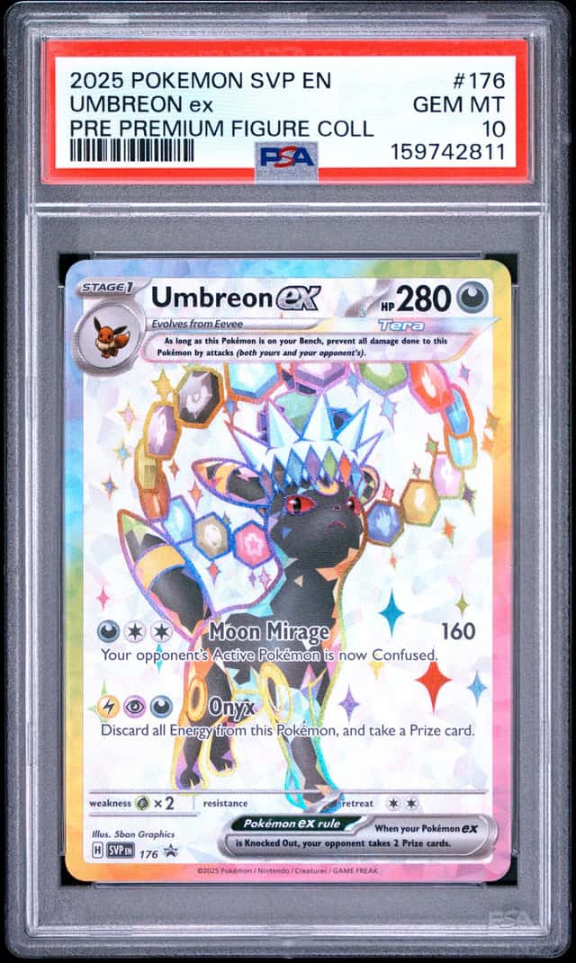 2025 POKEMON PRISMATIC EVOLUTIONS PREMIUM FIGURE COLLECTION UMBREON EX PSA 10