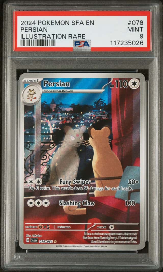 Pokemon 2024 Persian 078/064 Illustration Rare Shrouded Fable PSA 9