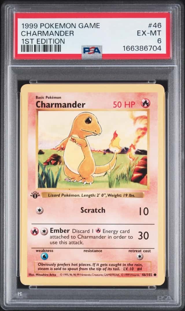 1999 POKEMON BASE SET 1ST EDITION #46 CHARMANDER PSA 6