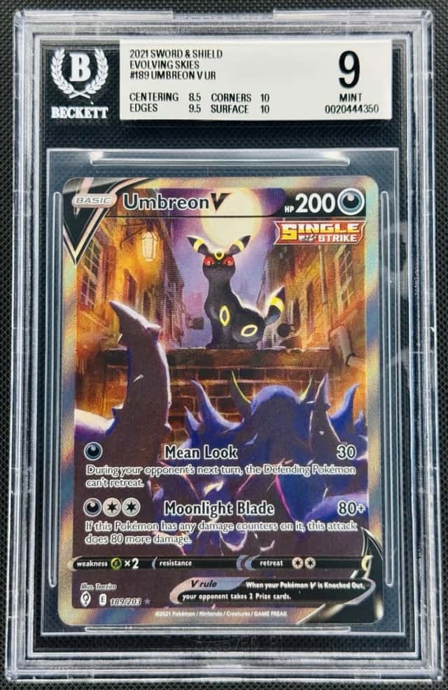 Umbreon V 189/203 Evolving Skies Holo Alt Full Art UR BGS 9 Pokémon