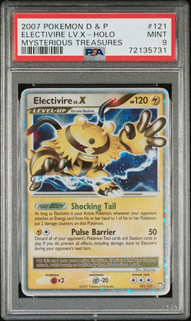 Pokemon Electivire LV.X Holo Mysterious Treasures 121/123 PSA 9 Mint