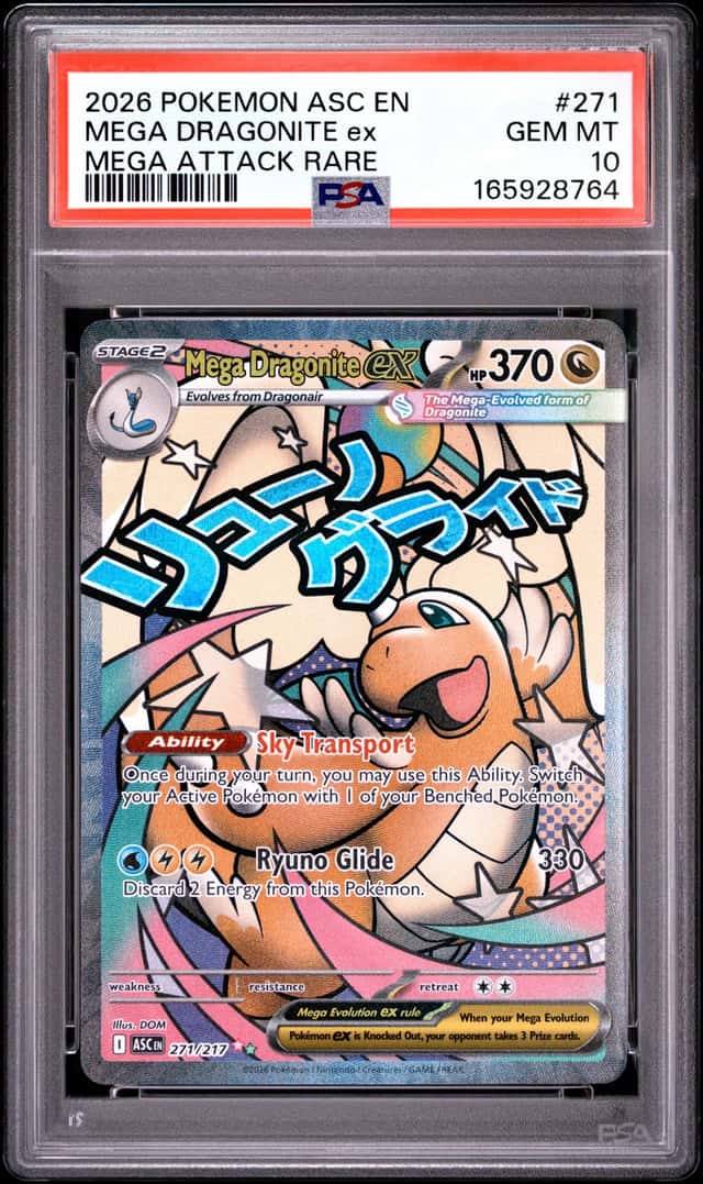 PSA 10 GEM MINT Mega Dragonite ex 271/217 Attack Rare Ascended Heroes Pokemon
