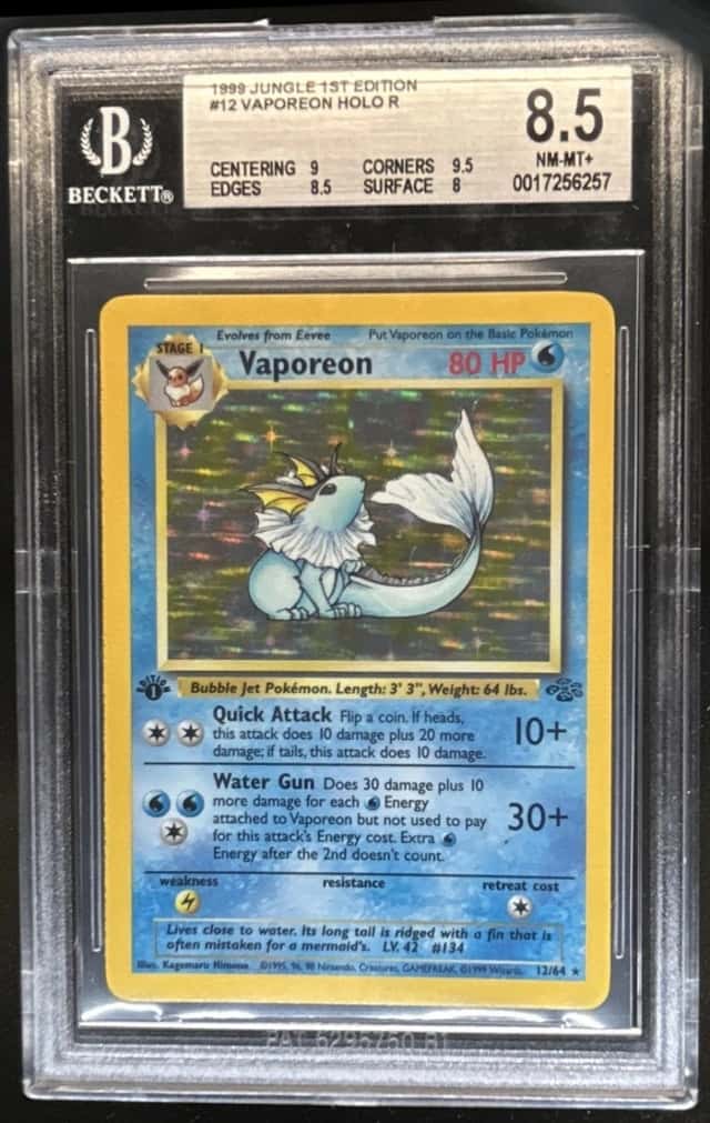 1999 Pokemon Jungle 1st Edition Vaporeon #12/64 BGS 8.5