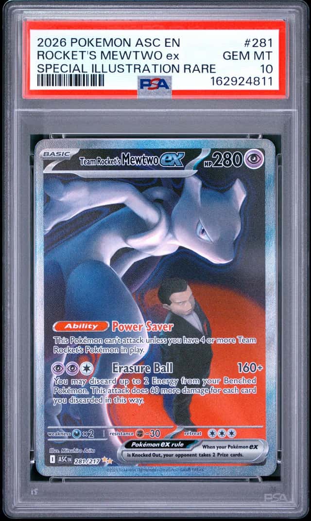 2026 POKEMON ASC SPECIAL ILLUSTRATION RARE #281 TEAM ROCKET'S MEWTWO EX PSA 10