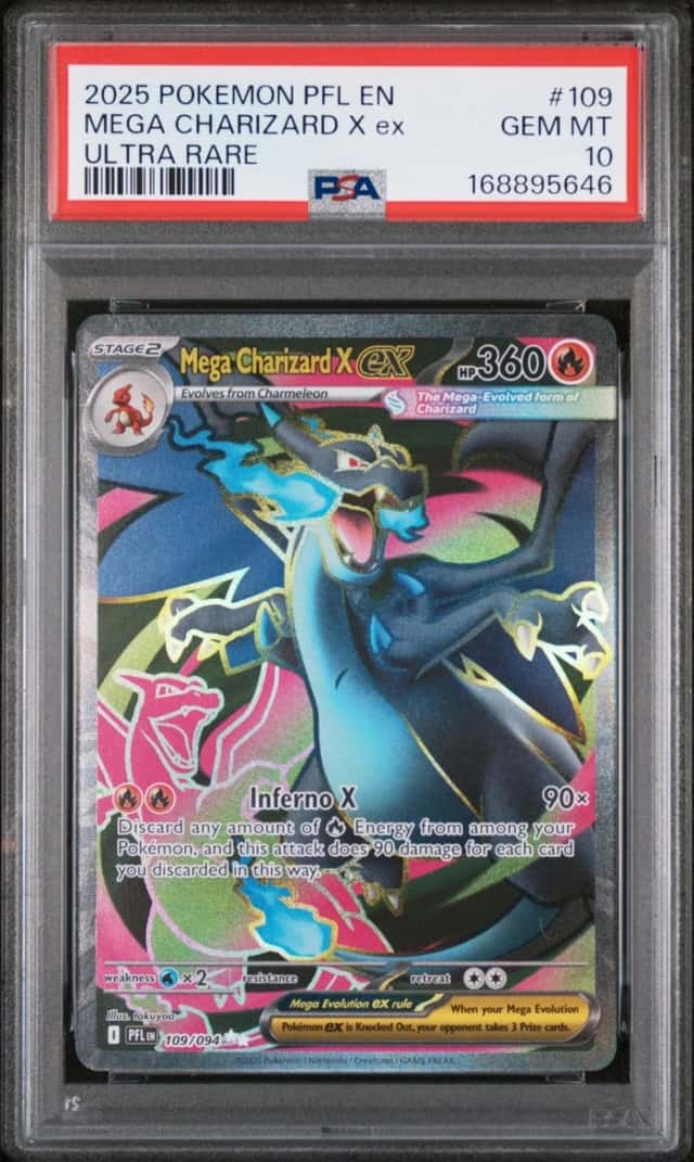 2025 POKEMON PFL EN-PHANTASMAL FLAMES ULTRA RARE #109 MEGA CHARIZARD X EX PSA 10