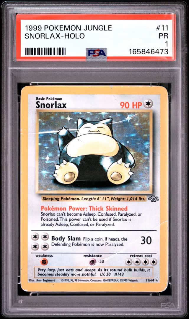 1999 POKEMON JUNGLE #11 SNORLAX-HOLO PSA 1
