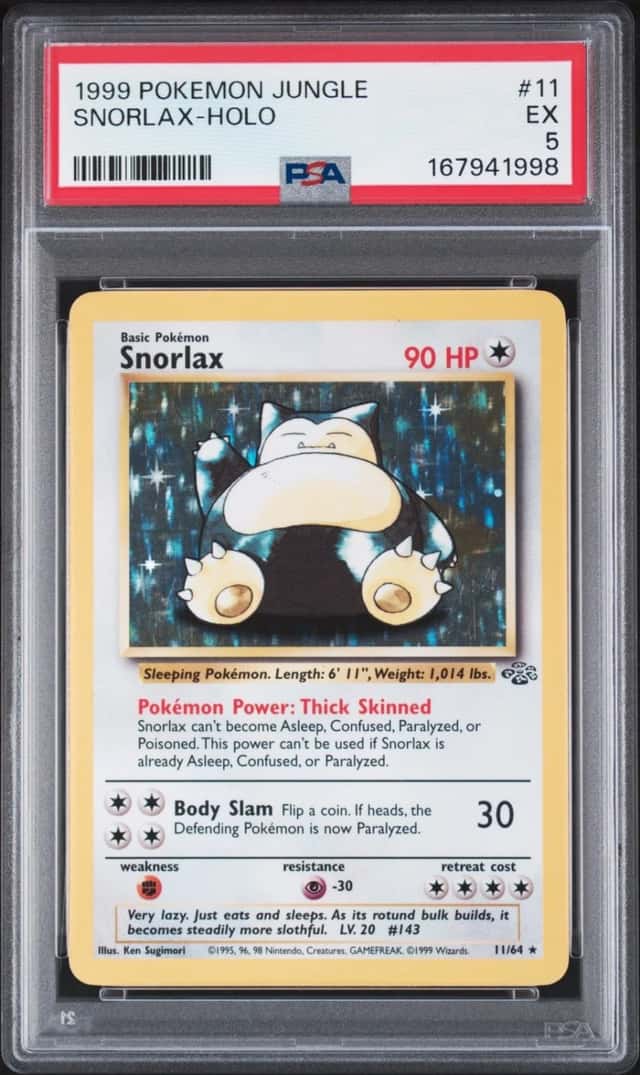 1999 POKEMON JUNGLE #11 SNORLAX-HOLO PSA 5