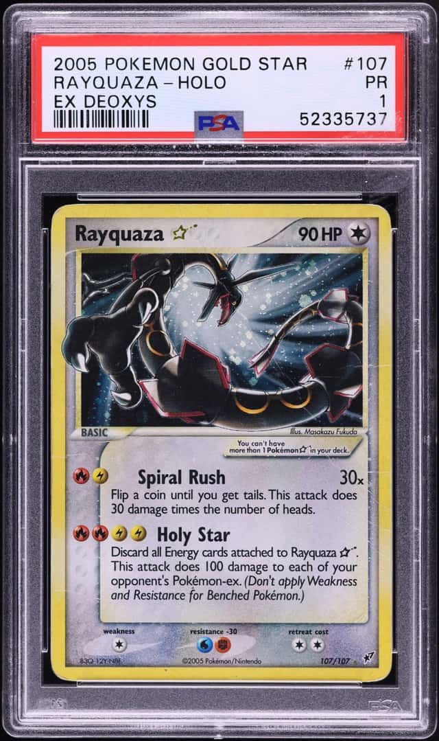 2005 Pokemon EX Deoxys Holo Rayquaza Gold Star #107 PSA 1 PR