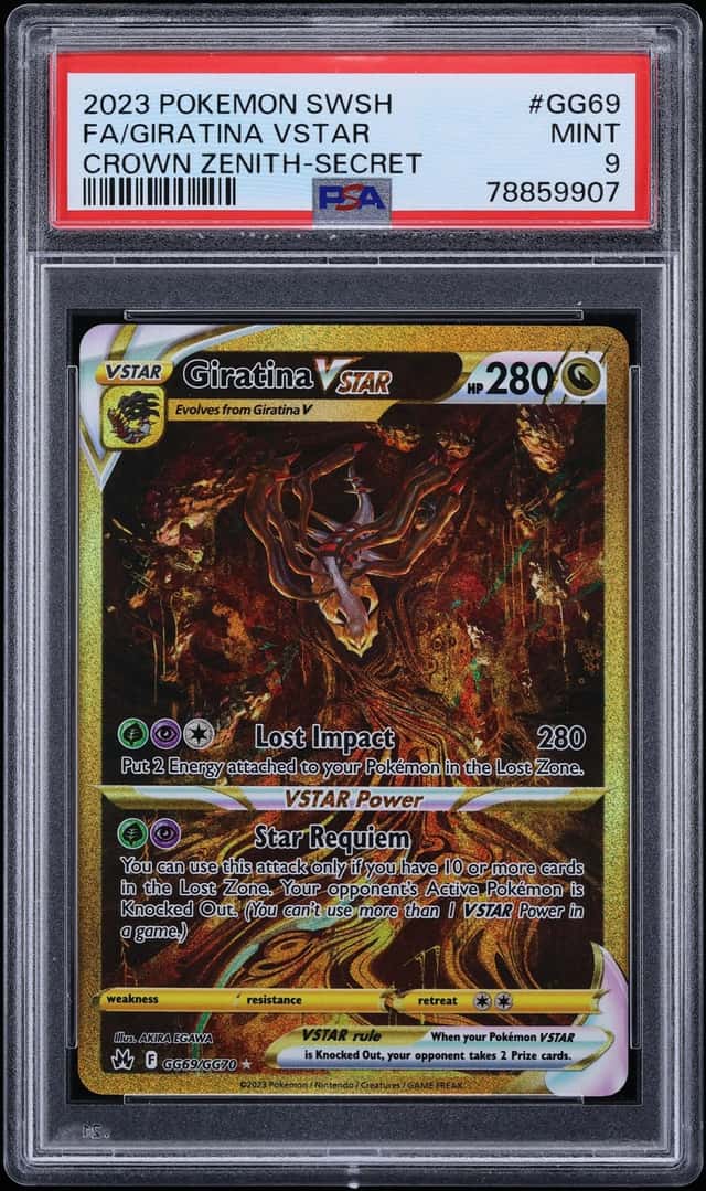 2023 Pokemon Sword & Shield Crown Zenith Gold Rare Giratina VSTAR #GG69 PSA 9 MINT