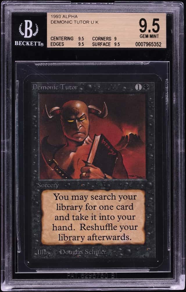 1993 Magic The Gathering MTG Alpha Demonic Tutor BGS 9.5 GEM MINT