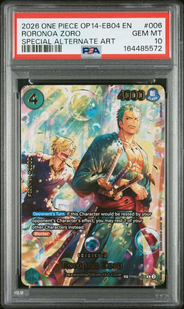 2026 ONE PIECE OP14-EB04-THE AZURE SEA'S SEVEN #006 RORONOA ZORO PSA 10 GEM MINT
