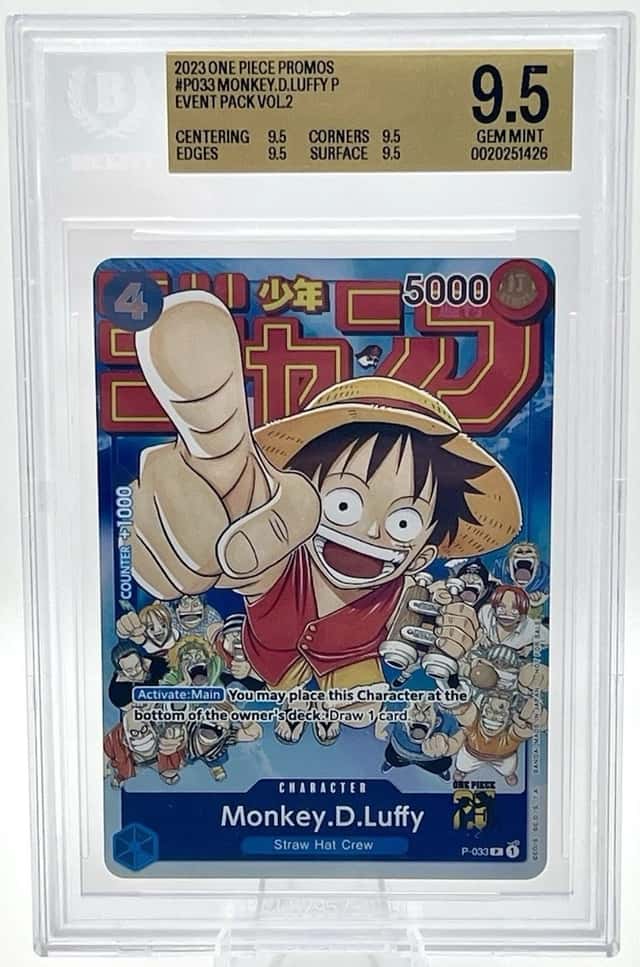Monkey.D.Luffy (Event Pack Vol. 2) P-033 One Piece Promotion Cards Foil BGS 9.5