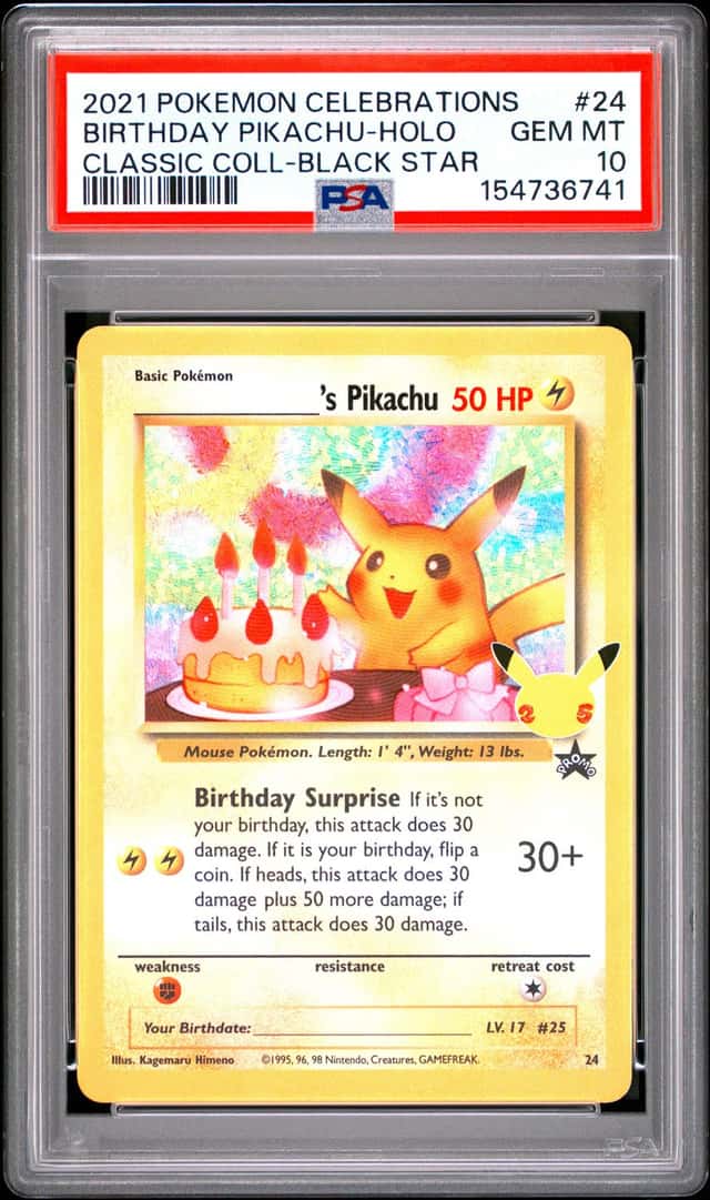 Pokemon Birthday Pikachu Holo Celebrations Classic Coll. 24 PSA 10 Gem Mint