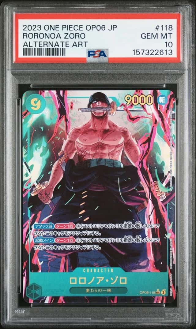 One Piece Roronoa Zoro Op06-118 Alternate Art Japanese PSA 10 Gem Mint