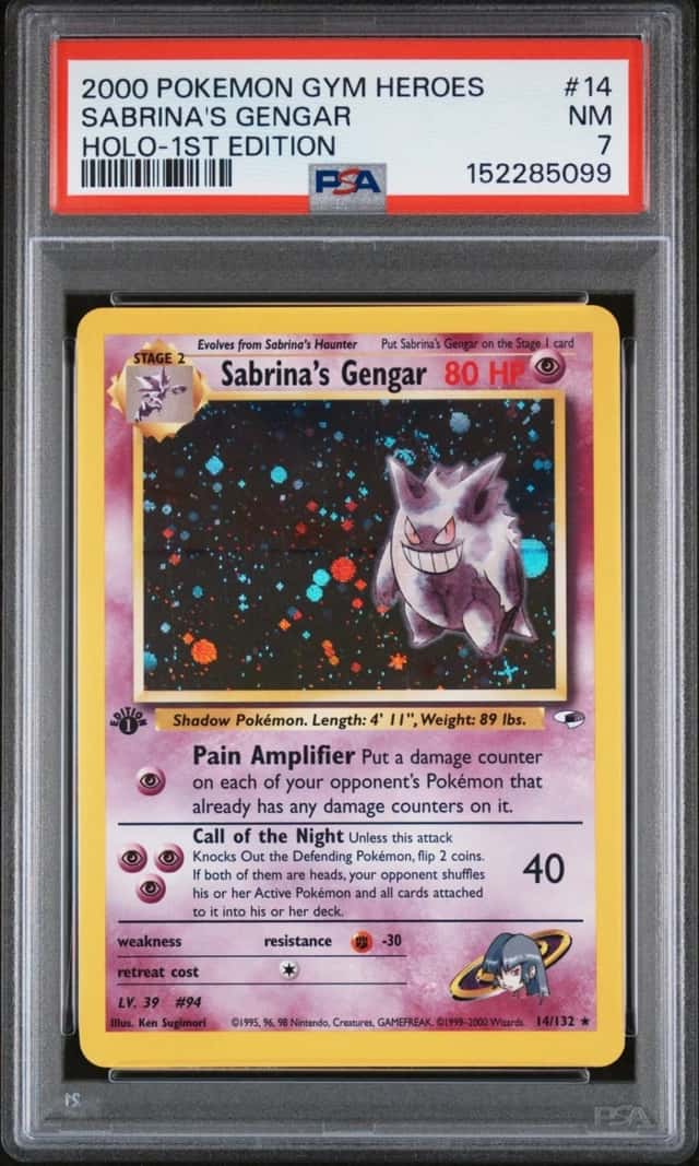 2000 POKEMON SABRINA'S GENGAR HOLO-1ST EDITION GYM HEROES #14 PSA 7