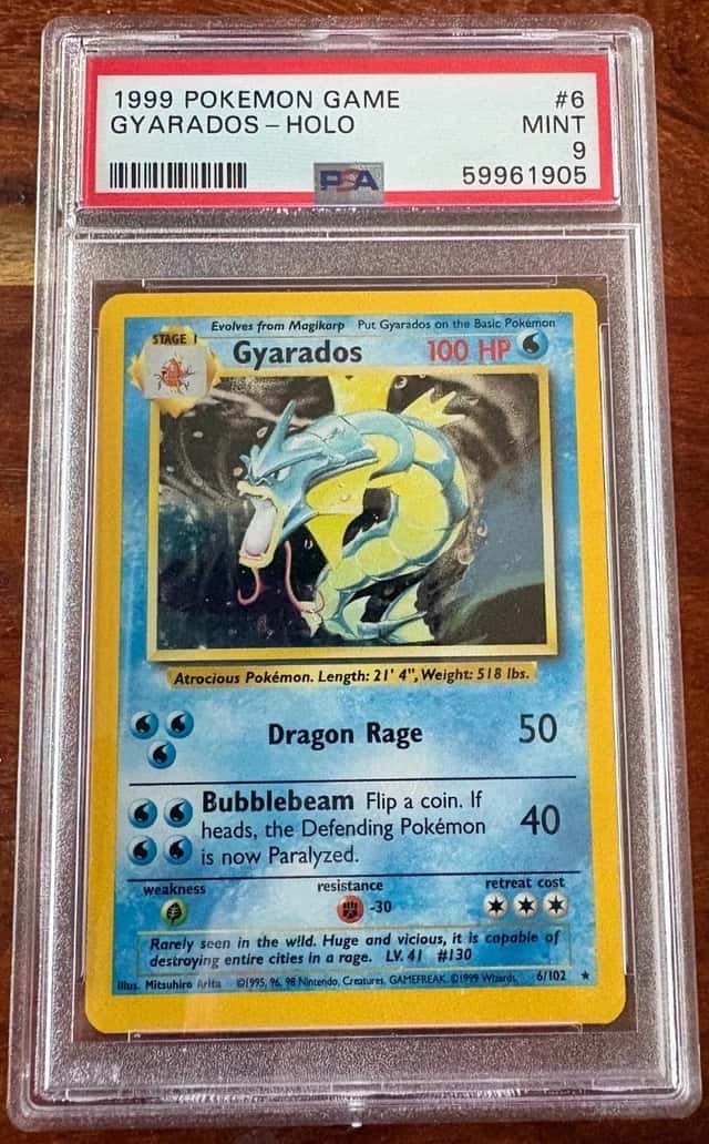Pokemon 1999 Base set unlimited Gyarados PSA 9