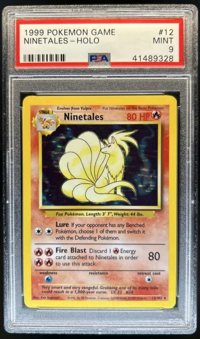 1999 Pokemon Unlimited Ninetales Rare Holo #12/102 PSA 9