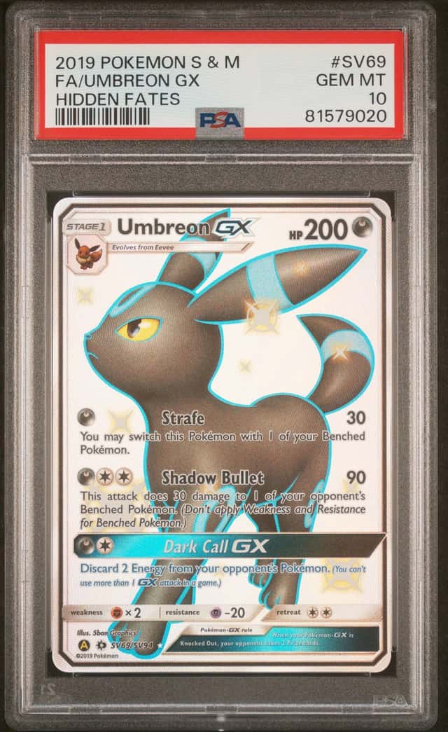 2019 Pokemon SM Hidden Fates Umbreon GX #SV69/SV94 PSA 10 GEM MINT