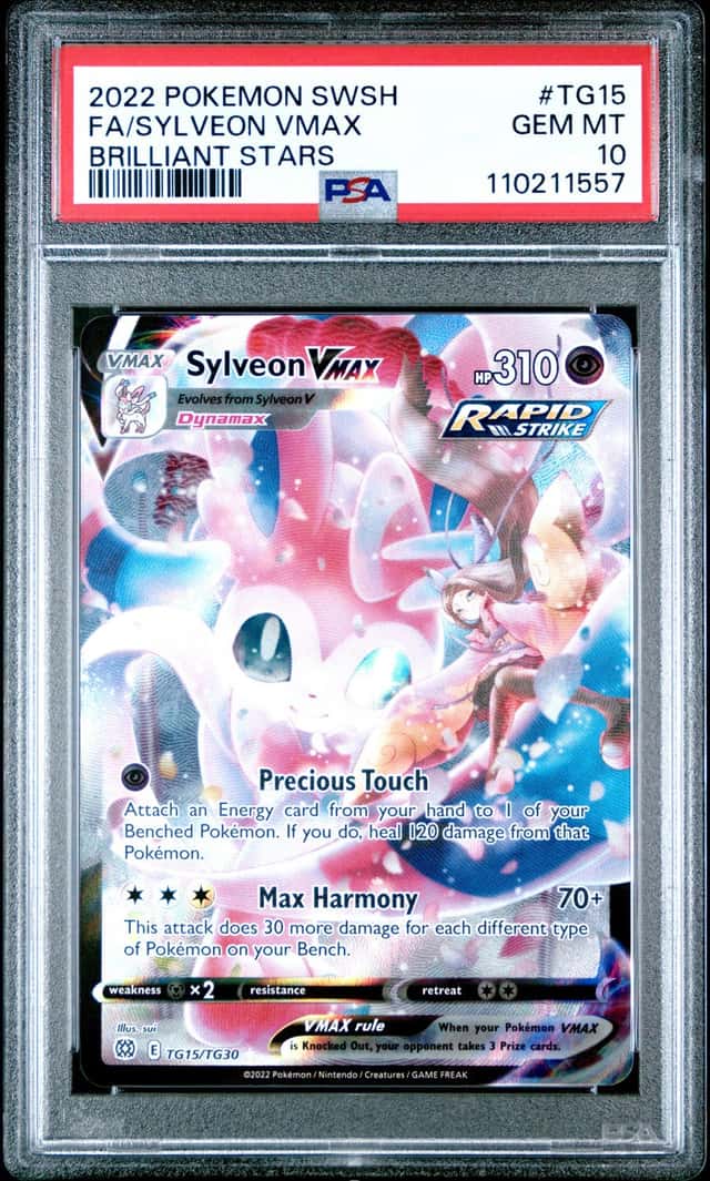 2022 Pokemon SWSH Brilliant Stars Sylveon VMAX Trainer Gallery #TG15/TG30 PSA 10