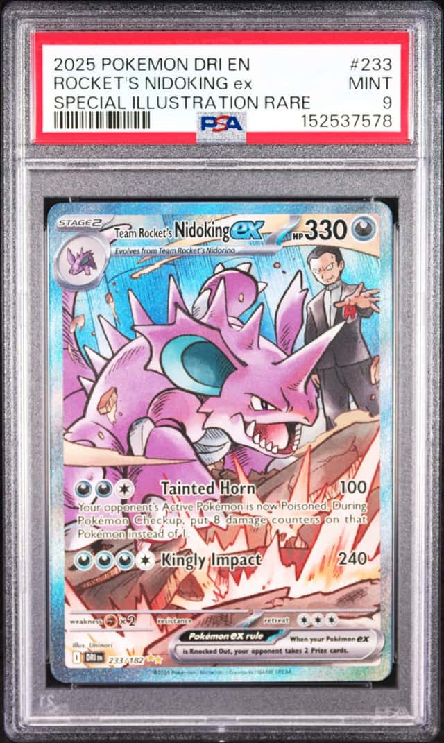 2025 POKEMON DESTINED RIVALS SPECIAL ILLUSTRATION TEAM ROCKETS NIDOKING EX PSA 9
