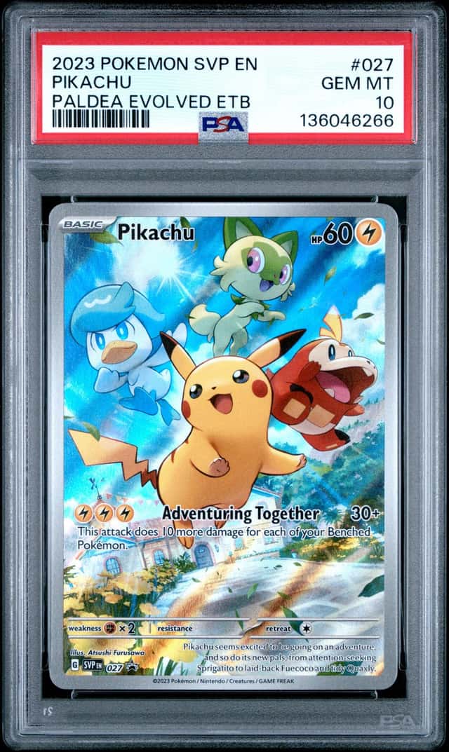 2023 POKEMON SVP PALDEA EVOLVED ELITE TRAINER BOX #027 PIKACHU PSA 10