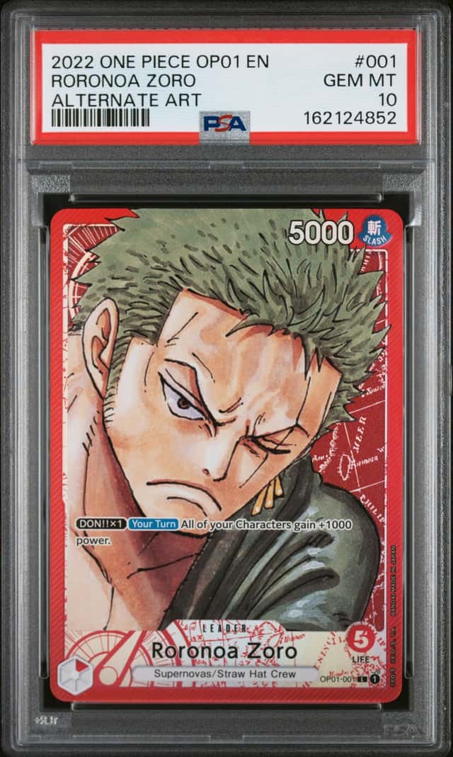 2022 One Piece OP01 EN Alternate Art #001 Roronoa Zoro PSA 10 GEM MINT