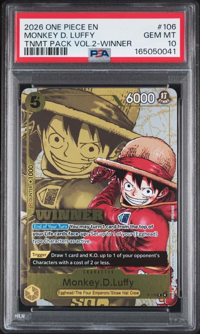 2026 ONE PIECE TOURNAMENT PACK VOL.2 WINNER #106 MONKEY D. LUFFY PSA 10