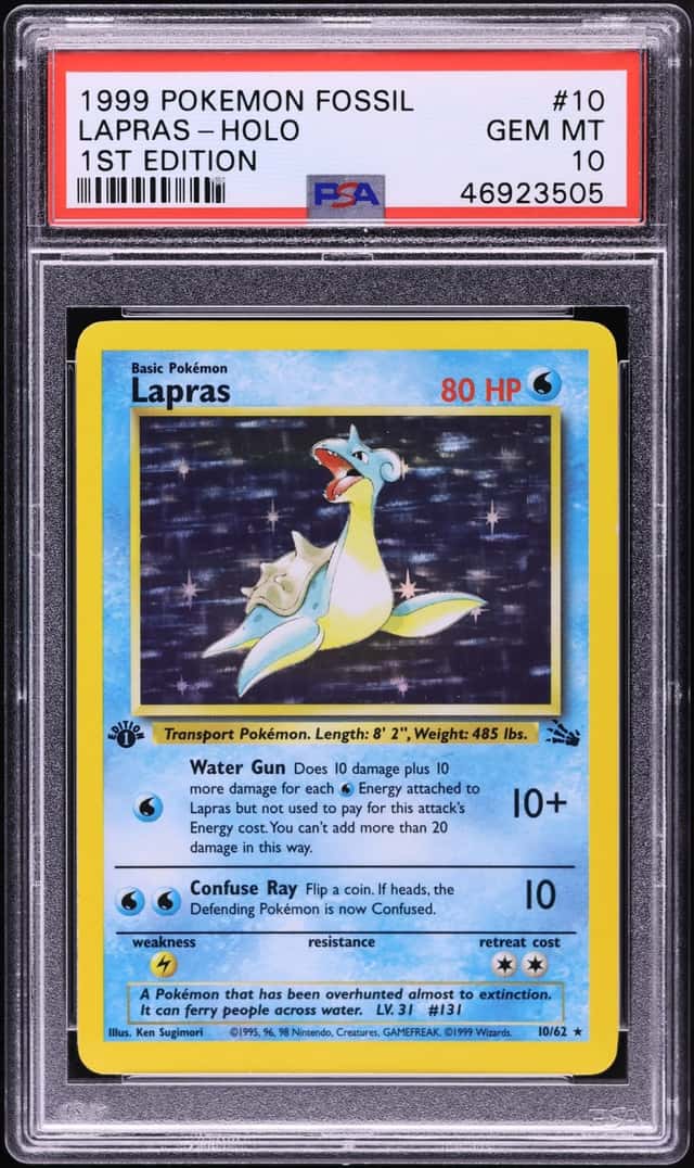 1999 Pokemon Fossil 1st Edition Holo Lapras #10 PSA 10 GEM MINT