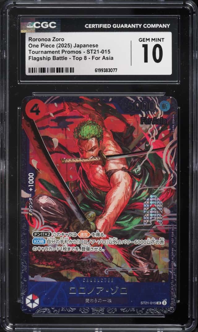 2025 One Piece Japanese Promo Flagship Battle Top 8 SR Roronoa Zoro #ST21-015 CGC 10 GEM MINT