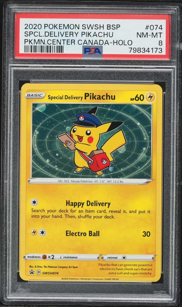2020 Pokemon Sword & Shield Promo Center Special Delivery Holo Pikachu #SWSH074 PSA 8 NM-MT