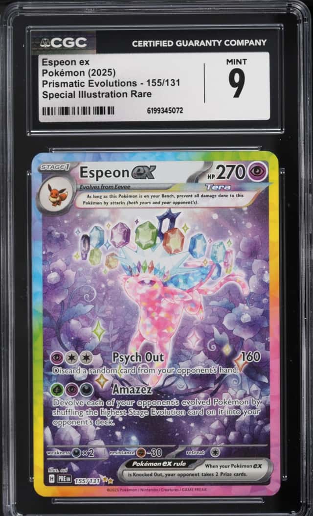 2025 Pokemon Scarlet & Violet Prismatic Evolutions SIR Espeon Ex #155 CGC 9 MINT