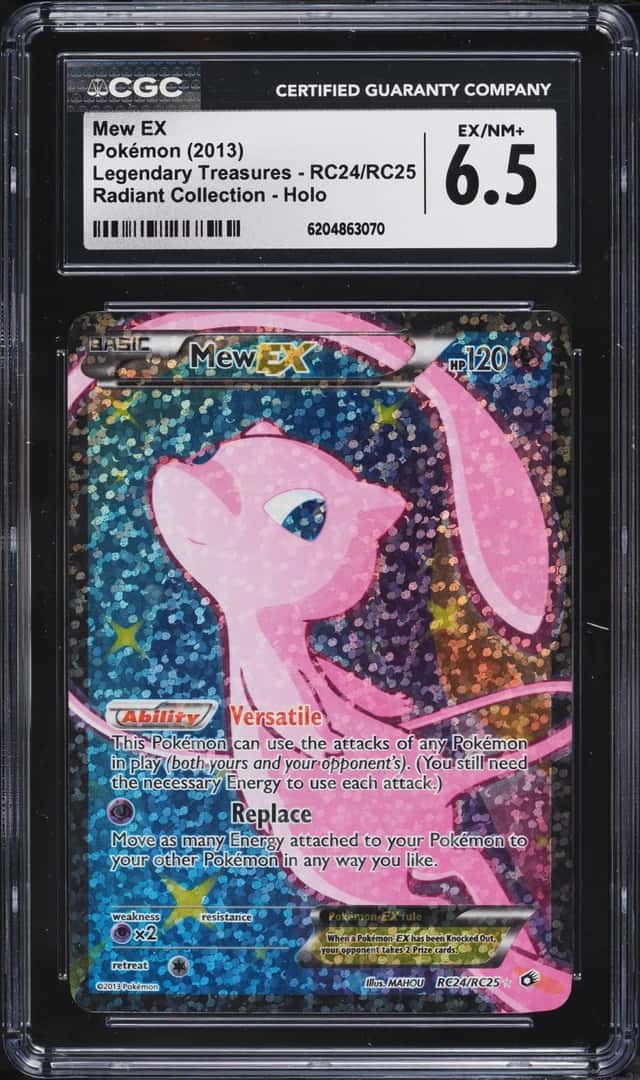 2013 Pokemon Black & White Legendary Treasures Radiant Full Art Mew EX #RC24 CGC 6.5 EXMT+