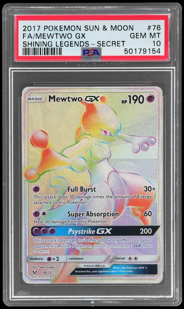 2017 Pokemon Sun and Moon Shining Legends Secret Rare Mewtwo Gx #76