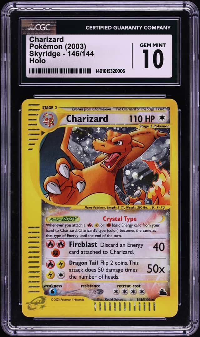 2003 Pokemon Skyridge Holo Crystal Charizard #146 CGC 10 GEM MINT