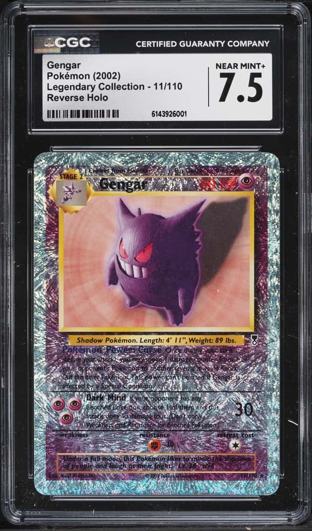2002 Pokemon Legendary Collection Reverse Holo Gengar #11 CGC 7.5 NRMT+