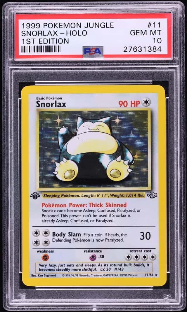 1999 Pokemon Jungle 1st Edition Holo Snorlax #11 PSA 10 GEM MINT