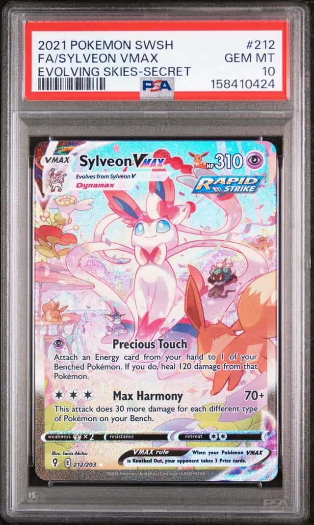 2021 POKEMON SWORD & SHIELD EVOLVING SKIES SECRET FULL ART/SYLVEON VMAX PSA 10