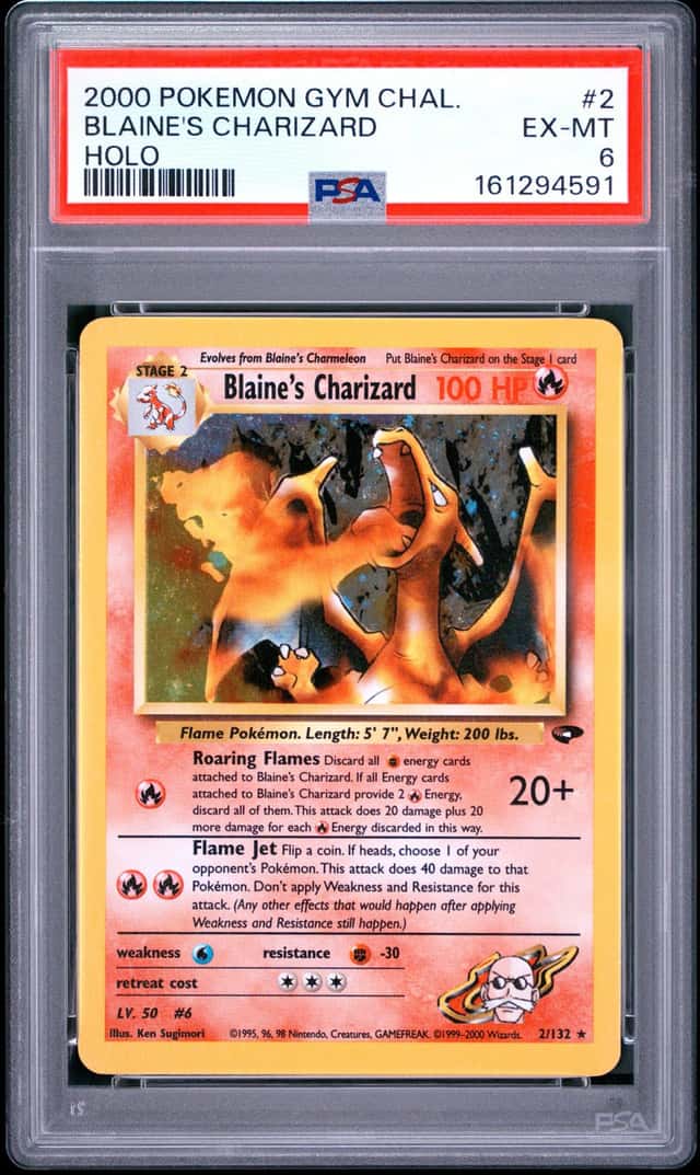 2000 POKEMON GYM CHALLENGE HOLO #2 BLAINE'S CHARIZARD PSA 6
