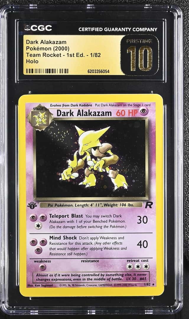 DARK ALAKAZAM 2000 POKEMON TEAM ROCKET 1ST EDITION HOLO 1/82 10 PRISTINE Q7285