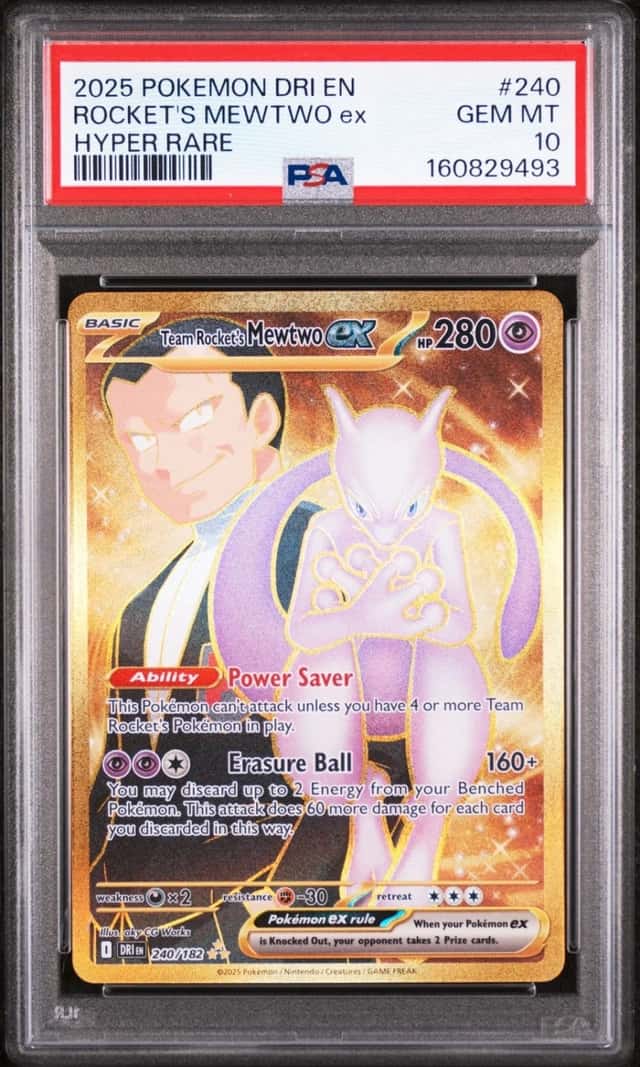 Pokemon Team Rocket's Mewtwo ex Destined Rivals 240/182 Hyper Rare PSA 10