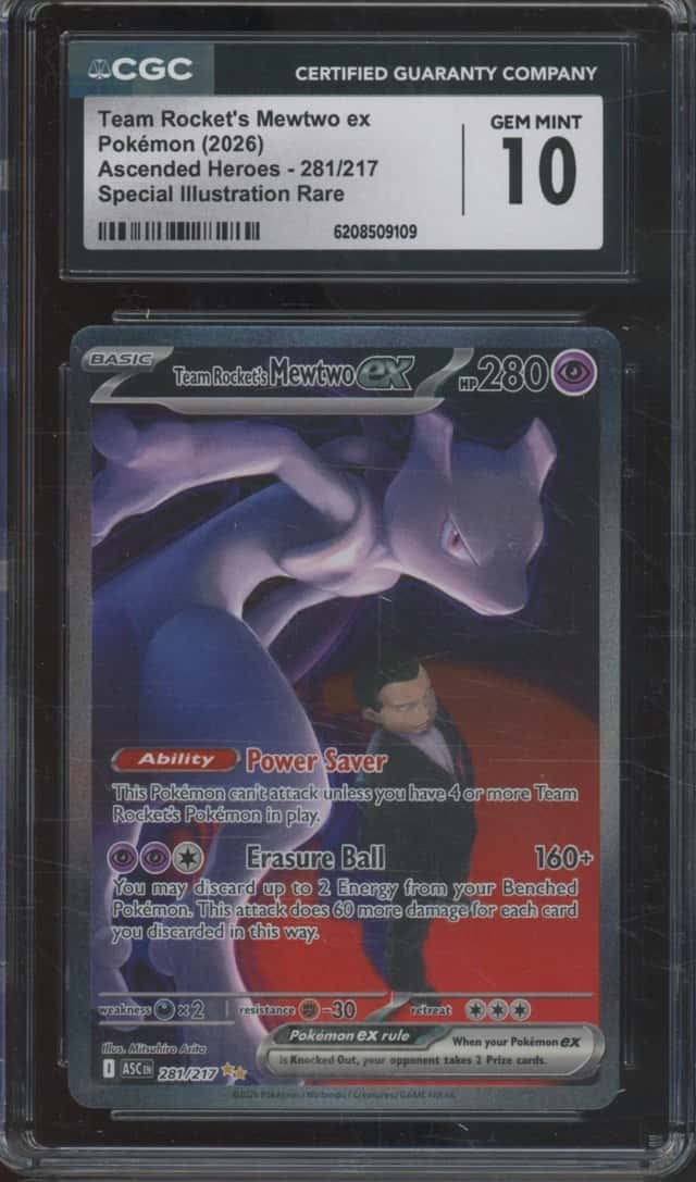 2026 Pokemon Ascended Heroes #281 Team Rocket's Mewtwo ex Gem Mint CGC 10