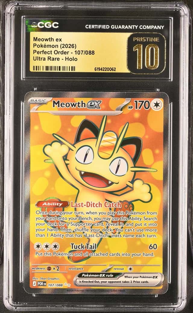 2026 Pokemon POR EN Ultra Rare #107 Meowth ex CGC 10 PRISTINE